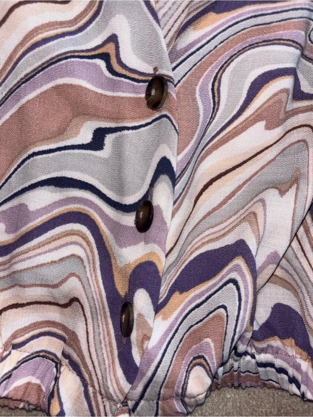 Sweet Rain Retro Swirl Tie Front Crop Top | Y2K 70s Psychedelic Blouse XS - Picture 3 of 6